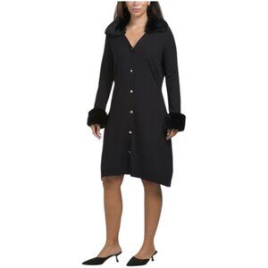 COCOBLEU Mini Sweater Dress With Faux Fur Trim